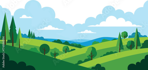 Escape to this vibrant rolling green landscape, perfect for adding a touch of serenity and nature to your next project or campaign with its peaceful atmosphere