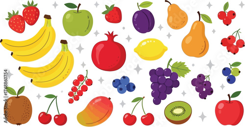 Vibrant fruit assortment with playful star accents, perfect for promoting healthy eating or adding a cheerful touch to your designs and recipes now