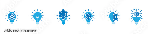 Light bulb icon ideas. Collection of light bulb icons for creativity inspiration. Vector illustration