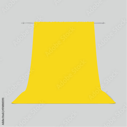 Cartoon bathroom element yellow color towel bath time in flat style vector illustration mockup for
3