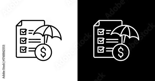 Insurance Planning White Icon Set Design