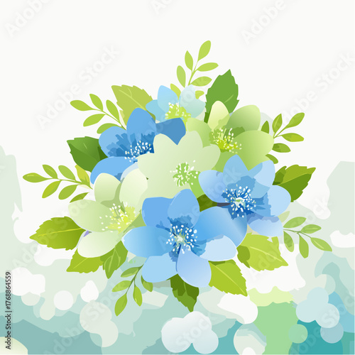 A realistic fresh bloomed forgetmenot flowers with leaves3
