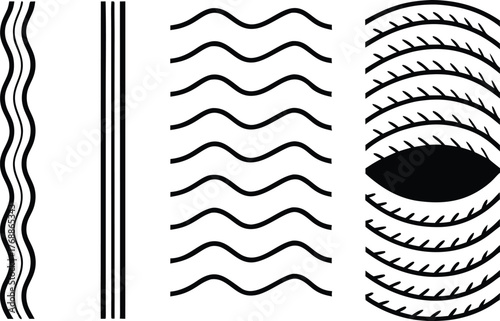 Textured line patterns decorative elements graphic design resources abstract shapes fabric textures vector