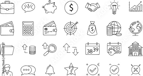 Business and economy vector line icons set