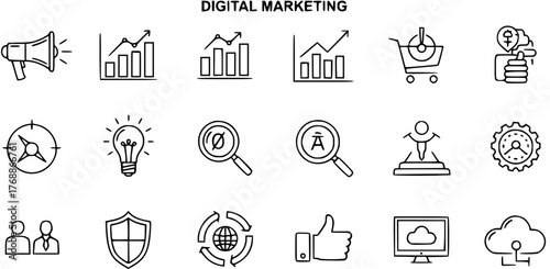Business and economy vector line icons set.