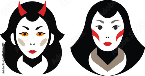 Japanese Noh theatre mask female spirit hand traditional art performance costume cultural heritage historic expression dramatic stage Japan antique ceremonial mysterious folklore craft collectible