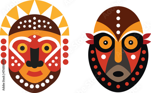 Aboriginal Australian ceremonial mask featuring traditional dot art, indigenous tribal design, cultural artifact, handmade artwork, spiritual decoration, authentic ritual mask, native art collectible