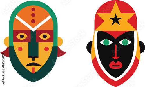 Moroccan Berber mask flat painted with symbolic design, traditional tribal art, African cultural heritage, decorative handmade mask, ethnic face ornament, authentic ritual artwork