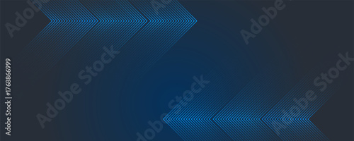 Dark Blue Abstract Background with Glowing Arrow Lines for Technology, Featuring a Futuristic Concept with Modern Shiny Blue Geometric Lines Design, Ideal for Banners, Covers, Posters, eps10
