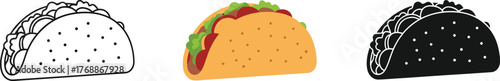 Delicious Mexican Taco Vector Illustration - Fast Food Dinner Icon