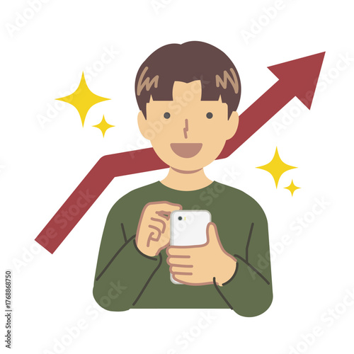 人物 上昇して喜ぶ男性