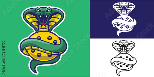 mascot snake with pickleball good for logo, team logo, sport logo, sticker, etc