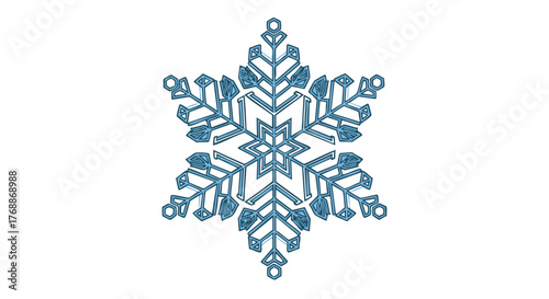 Sparkling blue snowflake design capturing winter elegance, ideal for festive decorations and seasonal graphic projects
