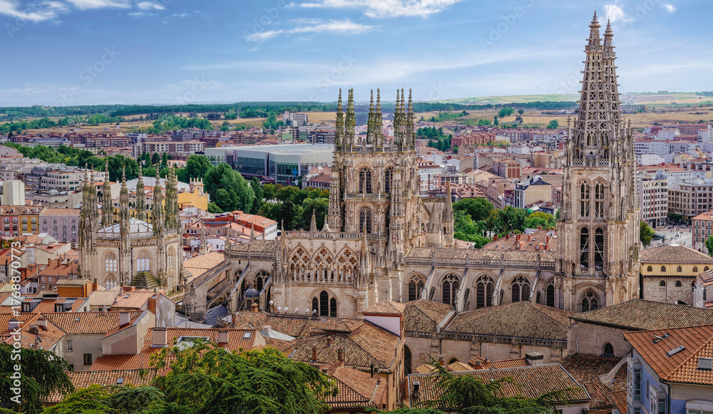 Fototapeta premium Landscape Photo of The Cathedral of Burgos in Castile and Leon, Spain