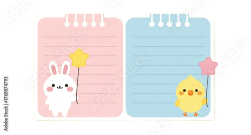 Note paper with bunny and chicks 