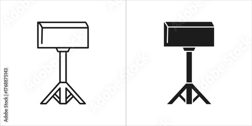 Line art and silhouette of a studio light