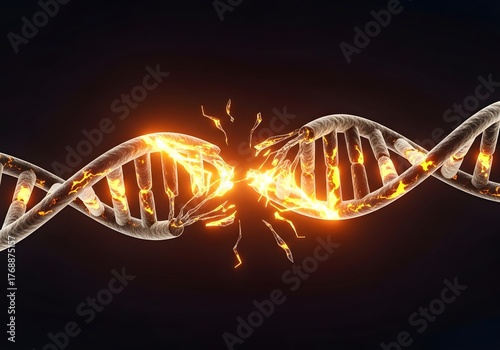 DNA Molecule Damage 3D Render