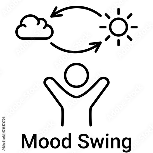 Mood Swing Icon in Outline Color Style. Unpredictable emotion, changing mind, and unstable mood symbol. Volatility concept.