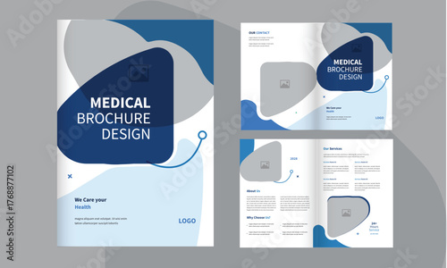 Brochure template for medical clinic hospital,  4 page creative layout medical healthcare brochure