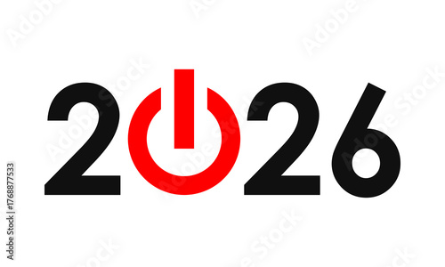 2025 new year poster, switch power on vector concept