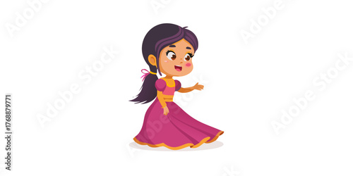 Cartoon beautiful ,indian girl in beautiful dress,for 2d animation or cartoon gown
