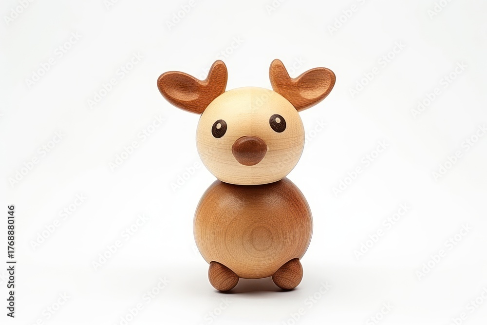 Fototapeta premium Rudolph toy figurine white background.