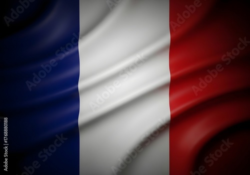 Free Download Elegant draped France flag waving gently in rich patriotic colors, perfect for travel brochures, historical documentaries, or cultural event promotions - GFXLoad