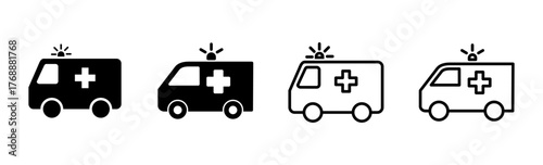 Ambulance icon set. ambulance truck icon vector. ambulance car