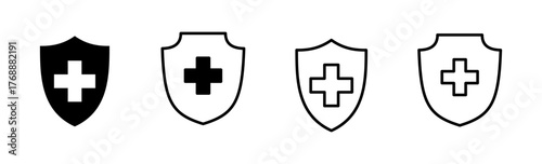 Health insurance icon set. Insurance health document icon