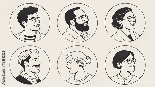 Set of modern design people avatar icons. Vector illustrations for social media, user profile, website and app design and development.