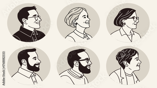 Set of modern design people avatar icons. Vector illustrations for social media, user profile, website and app design and development.
