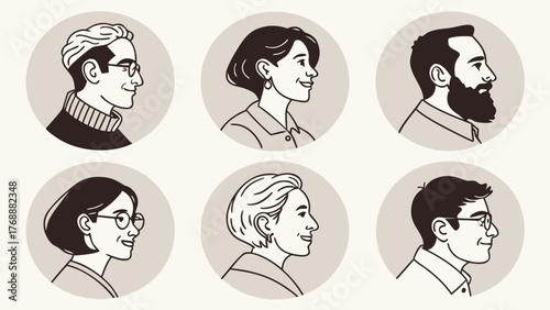Set of modern design people avatar icons. Vector illustrations for social media, user profile, website and app design and development.