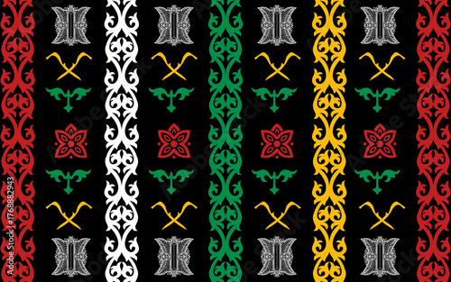 Acehnese batik motif. Acehnese traditional pattern with distinctive Acehnese colors. Vector illustration.