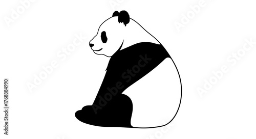 A minimalist drawing shows a panda bear sitting with its distinctive black and white markings.