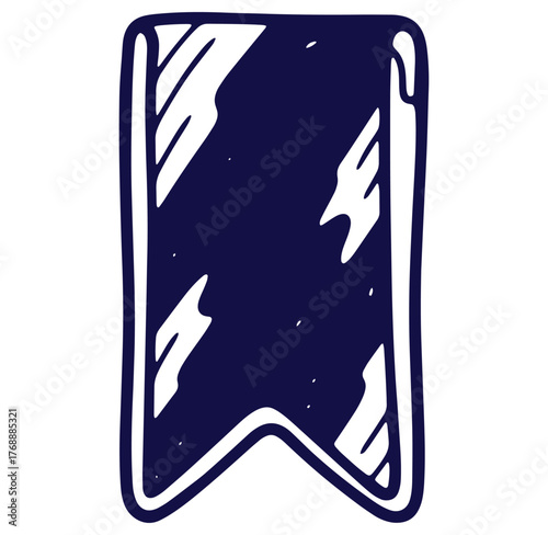 Hand drawn dark blue banner with white accents and bold lines perfect for design projects