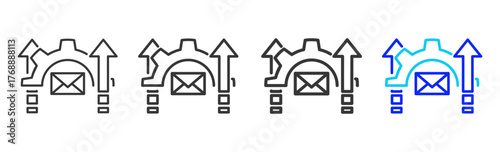 Project Update Icon Set Collection in Creative Outline Style for Business Featuring Multiple Thickness Variations and Detailed Meeting Design Vector Pack