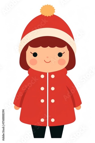 red coat girl wearing winter hat clip art preview