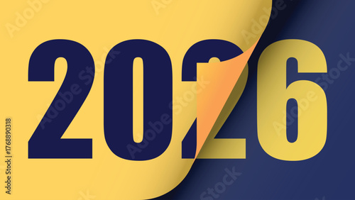 Curled Page Turn for New Year 2026 symbolizing a fresh start and commitment