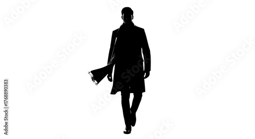 Silhouette of Confident Businessman Walking with Folder Representing Professional Journey Career Progress or Executive Mobility Concept