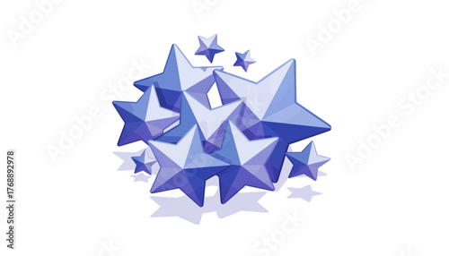 Blue Star Cluster Graphic - Vector 3D Stars for Rating, Achievement, or Reward Illustration