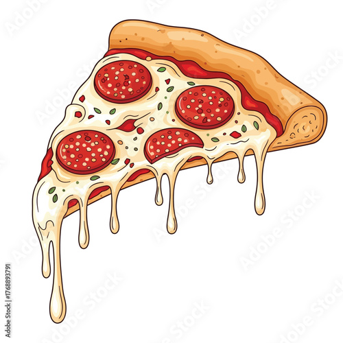 A Delicious Slice Of Pepperoni Pizza With Melted Cheese Dripping Down