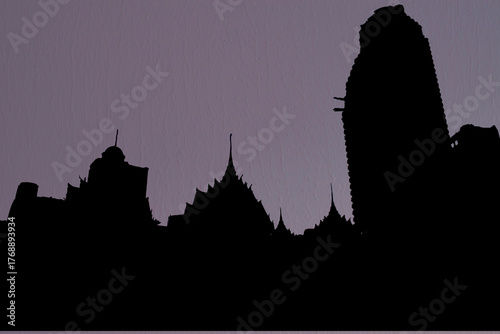 gray temple silhouette on wall creative design modern art photography space