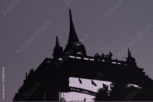 gray temple silhouette on wall