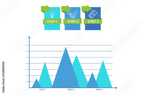 Infographic illustrating three steps for effectively interpreting data visualization. It highlighting process through simple design with clear graph and tips for better understanding
