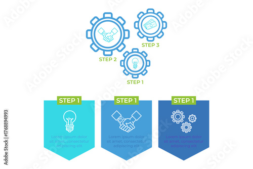 Infographic illustrating three-step process for collaboration. Clear icons and brief descriptions enhancing understanding of teamwork in concise way