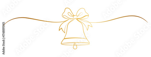 Golden Christmas bells line art style. Vector eps