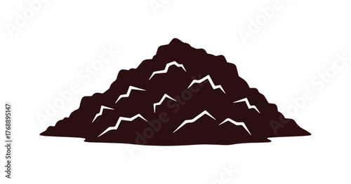 A black silhouette of a pile of dirt, sand, or construction debris set against a white background. This is a vector design element.