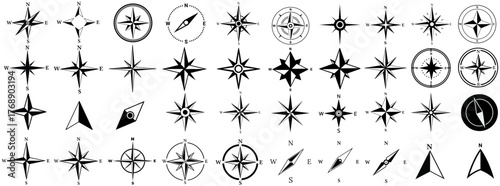 set collections compass icon. different navigation compass symbol. compass wind rose. compass direction sign design vector illustration