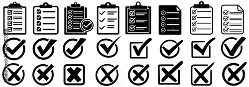 set collections Checklist icon. yes or no checkmark sign. Check box icon right and wrong symbol design vector illustration