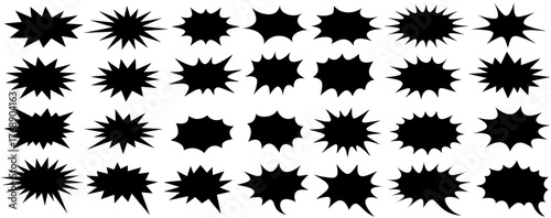 set collections Comic speech bubble silhouettes. comic burst explosion design comic pop art template vector illustration